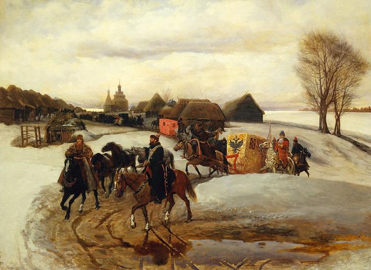 Vyacheslav Schwarz The Spring Pilgrimage of the Tsarina, under Tsar Aleksy Mihailovich oil painting image